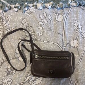 Fossil Dark Brown Leather Shoulder Bag